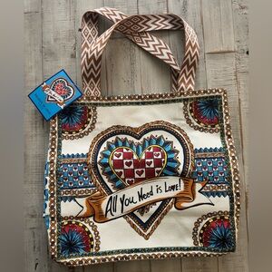 Brighton Blue and White Love Tote